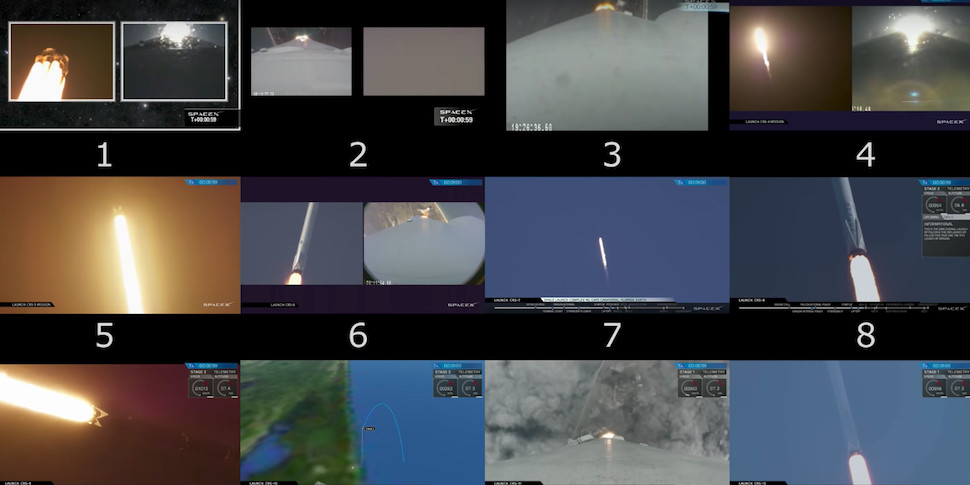 Запуск Falcon 9 показали синхронно с 12 камер