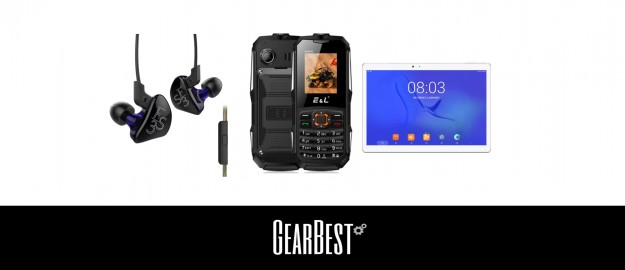 Акции от GearBest.com: Наушники KZ-ES3 - $5.99,   телефон EL K6900 - $19.99, планшет