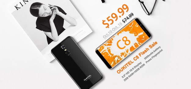 OUKITEL C8 будет доступен на распродаже Tech Discovery всего за $59.99