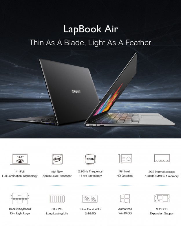 CHUWI Lapbook Air  доступен к покупке за $399.99 на Aliexpress.com