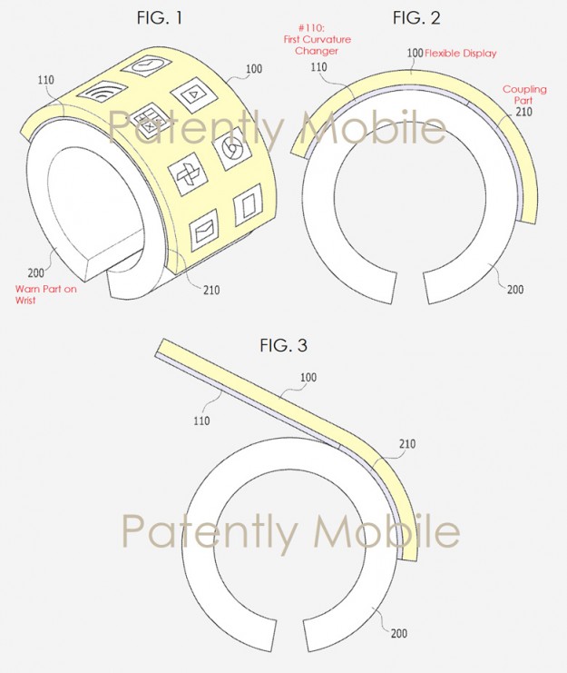 Компании Samsung выдан патент на умный браслет со съемным гибким экраном