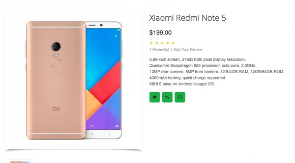 Xiaomi Redmi Note 5 рассекречен ритейлером