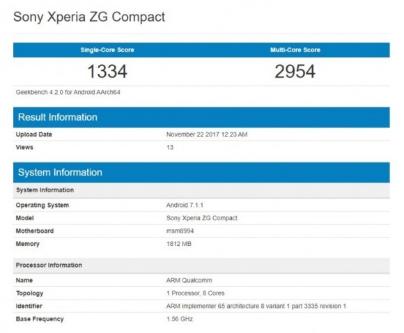 Загадочный Sony Xperia ZG Compact засветился в бенчмарке