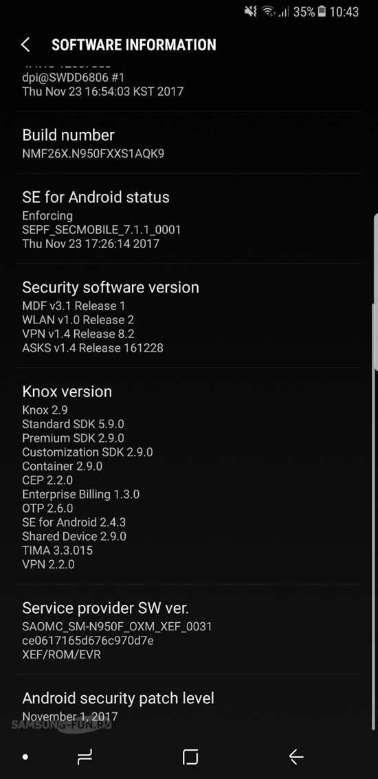 Международная версия Samsung Galaxy Note 8 начала получать ноябрьский патч безопасности